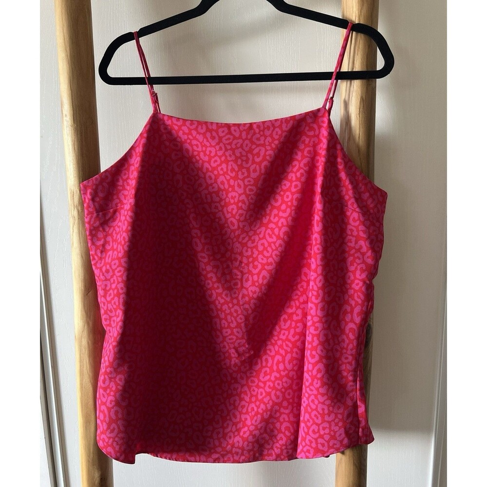 Ann Taylor Women’s L Pink/Red Leopard Animal Print Polyester Camisole Adjustable